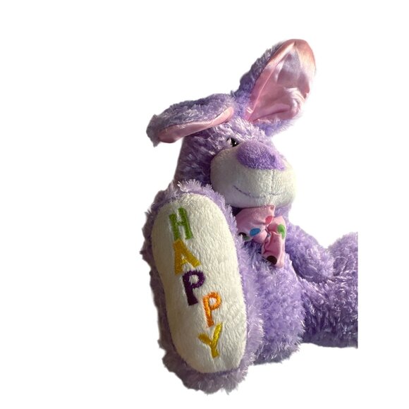 Dan Dee Purple Plush Easter Bunny With "Happy Easter" Embroidery on Feet 12" - Picture 2 of 5